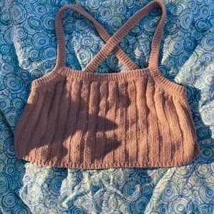 Cropped knit tank top.